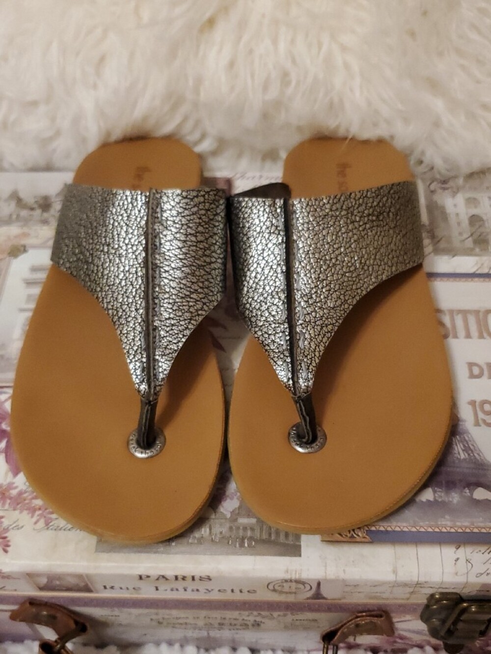 The Sak Silver Textured Thong Sandal